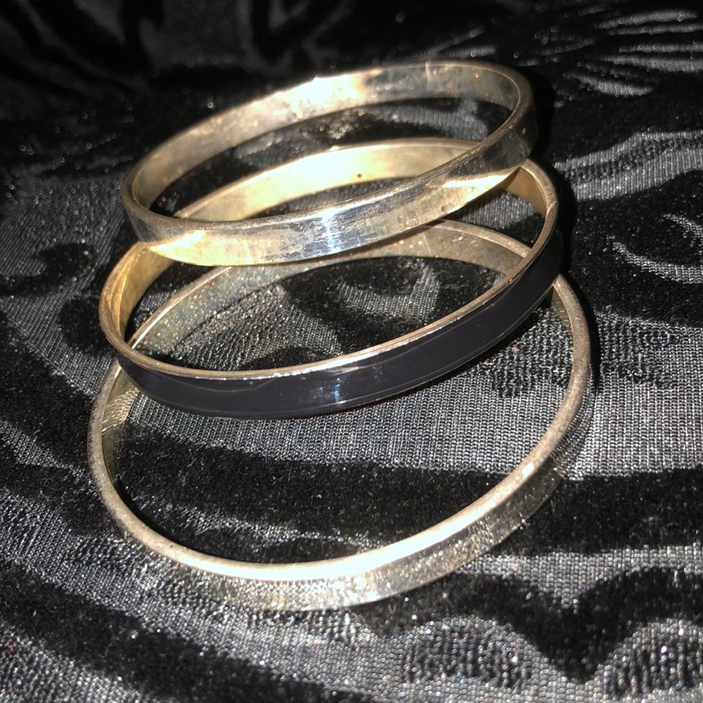 Silver & black bracelets